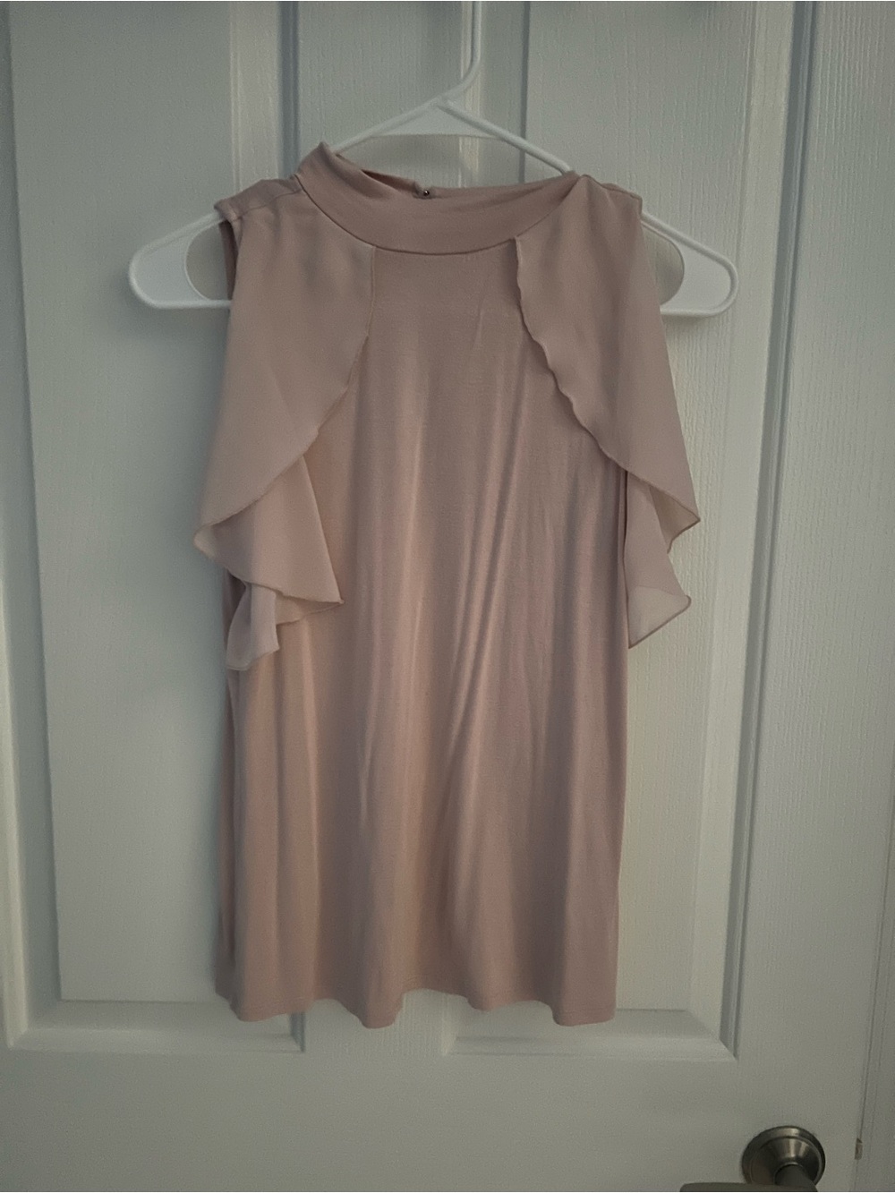 Sleeveless Ruffle Detail Dress in Light Blush